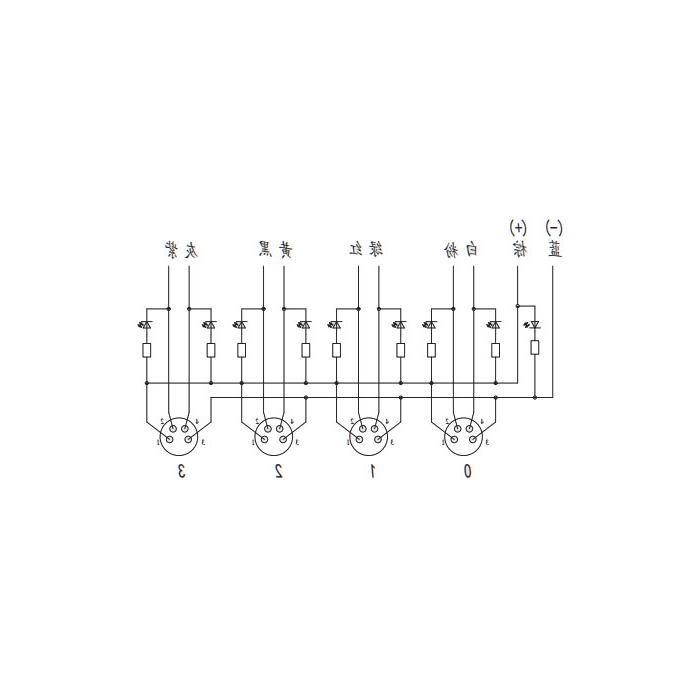 M8分线盒、双通道、NPN、4端口一体式、带LED、PVC非柔性电缆、灰色护套、23N461-XXX