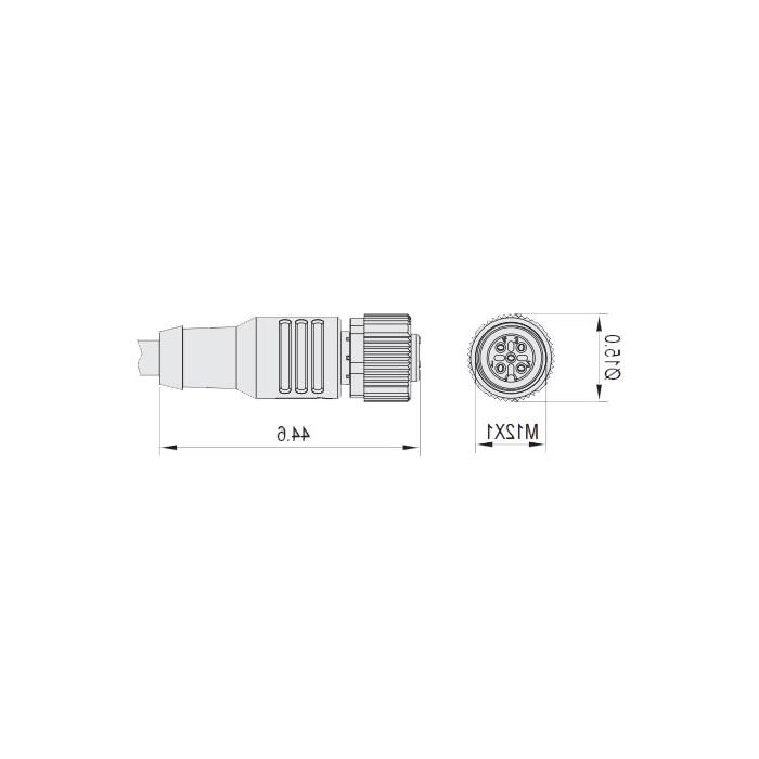 M12 3Pin、公头直型、带LED灯、单端预铸电缆、防焊渣PUR材质、黄色护套、64T033-XXX